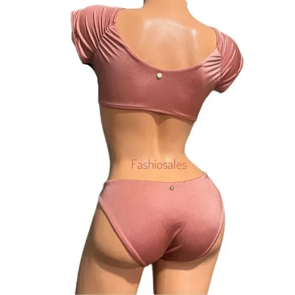 Victoria’s Secret Swim Twist off Shoulder Short-sleeve Bikini Top & Bottom Set - Picture 10 of 12